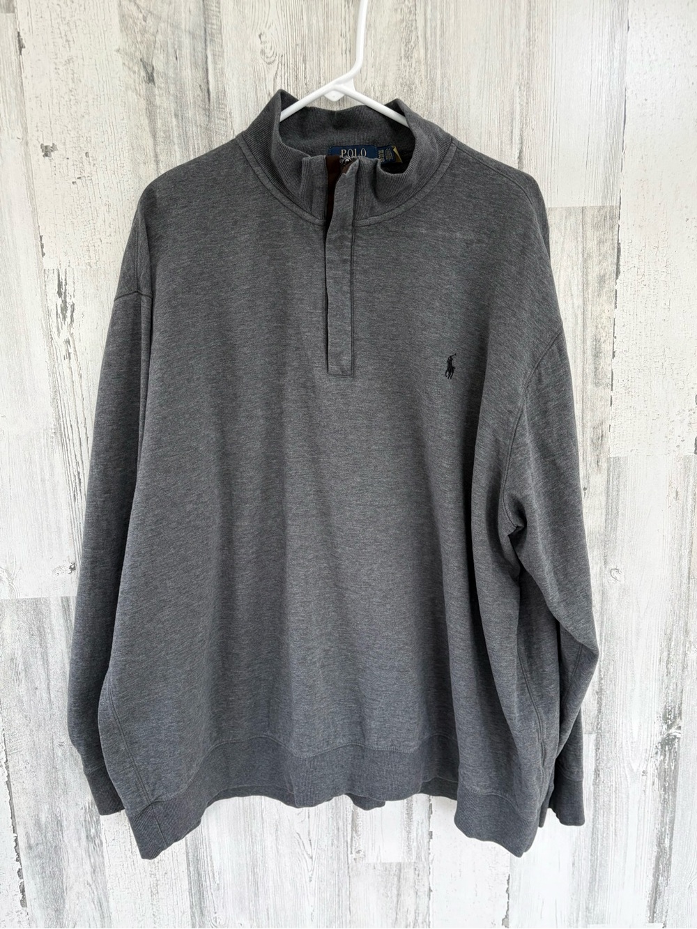 Polo Ralph Lauren Men’s Size 3XL 1/4 Zip Pullover Sweater In Gray Black Logo